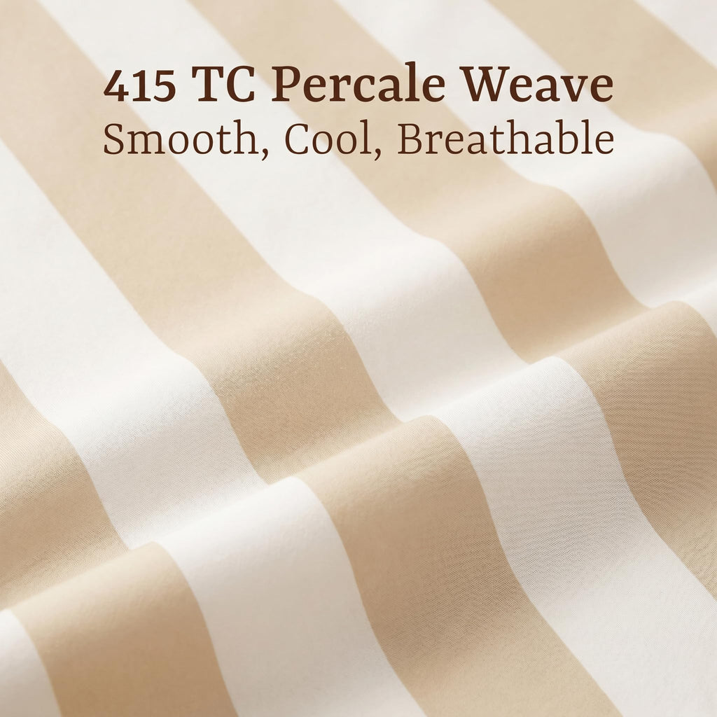 415 Thread Count Percal King Sheet Set - 100% Peruvian Pima Cotton, 4 Piece (Flat, Fitted, 2 Pillowcases) - Cooling