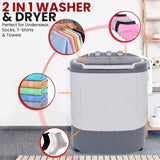 Portable Washing Machine - Twin Tub 11Lbs Capacity, Compact Mini Laundry Washer (7.7 Lbs) & Spinner (3.3 Lbs) with
