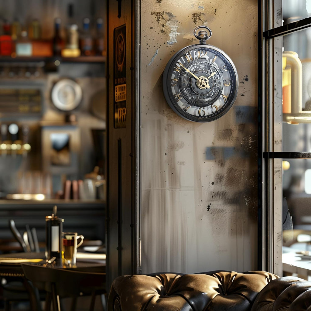 Decorative Wall Clock - Oversized 3D Steampunk Large Wall Clock, Vintage Industrial Steampunk Large Clock for Living Room Décor
