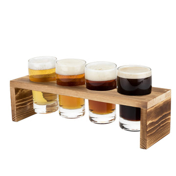 Beer Flight Set, Tasting Glasses, Wooden Flight Board, Beer Tasting Set, 5oz, Set of 4