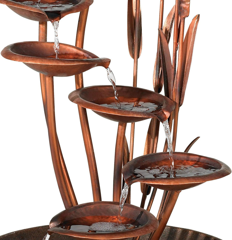 Ashton Water Lilies and Cat Tails 33" High Large Asian Indoor Outdoor Cottage Core Decor Resin Floor Fountain