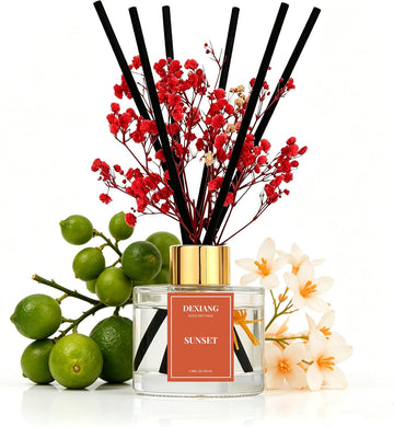 Reed Diffuser Set,3.38 fl oz (100 ml) - Sunset Oil Diffusers with 6 Reed Sticks Shelf Decor - Set of 338