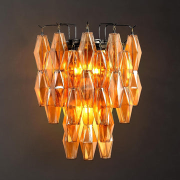 Black Wall Sconce, Modern Black Sconce Wall Lighting, Amber Glass Sconces for Bathroom, Luxury Wall Lights for Living Room, Wall Lamp for Bedroom, Vanity Light for Hallway, Staircase