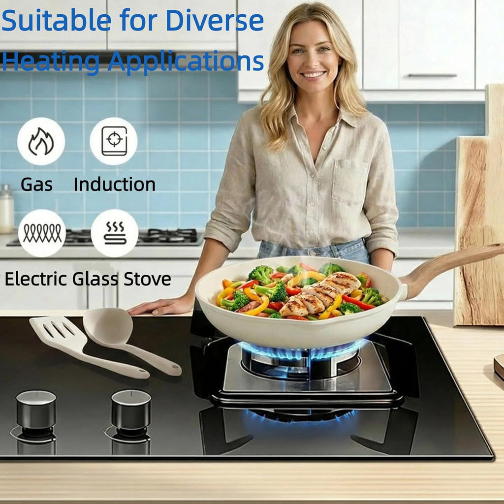 25Pcs Ceramic Cookware Set, Nonstick & Non-Toxic Healthy Pots and Pans, Heat-Resistant Handles, Induction Cookware