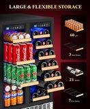 60 Cans 24" Dual Zone Wine & Beverage Refrigerator - Under Counter Cooler with U