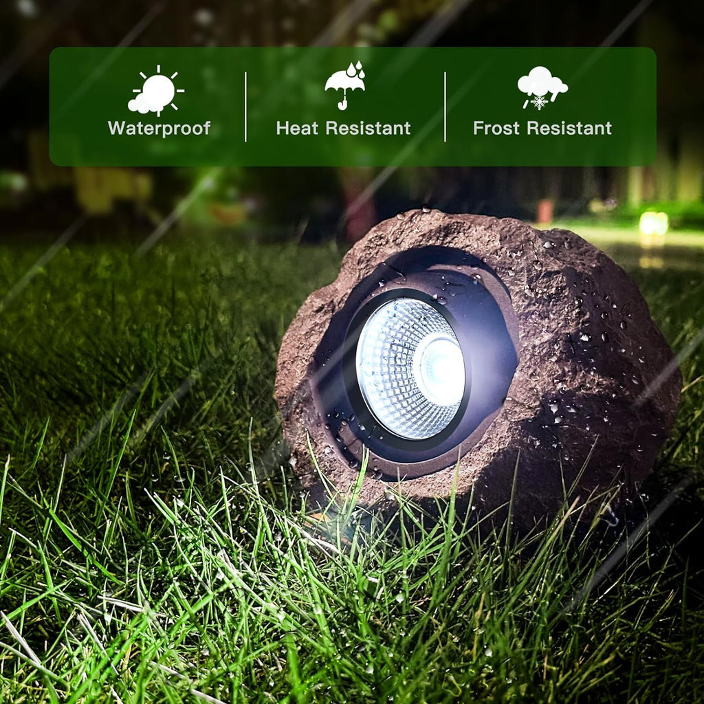 Solar Rock Lights Outdoor, 2 Pack Super Bright Solar Spot Lights Outdoor IP65 Waterproof Solar Yard Lights, Auto