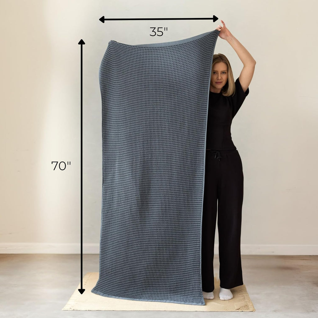 Premium Waffle Bath Sheet Towels Pack of 2 Extra Large 35x71 inch - 100% Turkish Cotton, Waffle Weave, Quick Dry