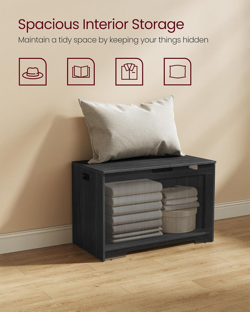 Storage Chest, 29.9 Inches Width Storage Bench, Entryway Bench with 2 Safety Hinges, Shoe Bench, Farmhouse Style