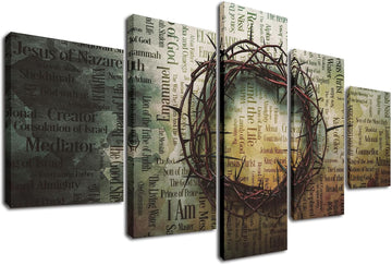 Christian Wall Art 5 Pieces Wreath of Thorns Canvas Prints Jesus Christ Religious Easter Bible Pictures Modern