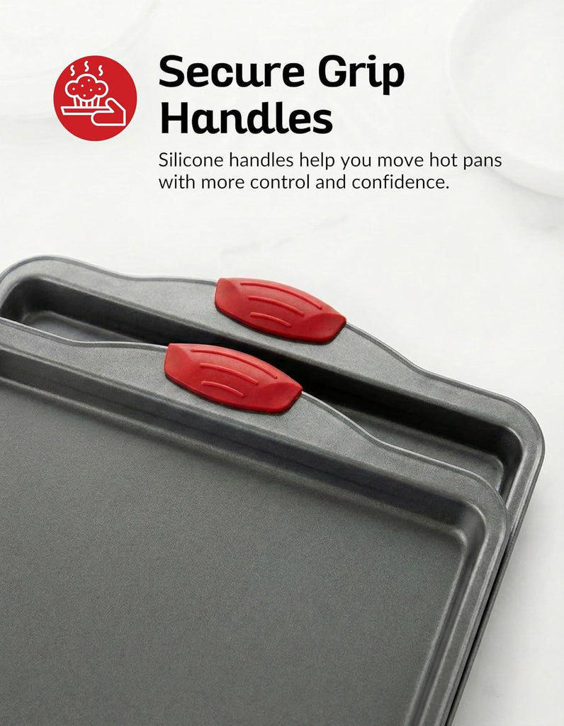 Premium Nonstick Sheet Pans - Set of 3, Heavy-Gauge Carbon Steel, Warp, Dent, and Rust-Resistant - Gourmet Rimmed