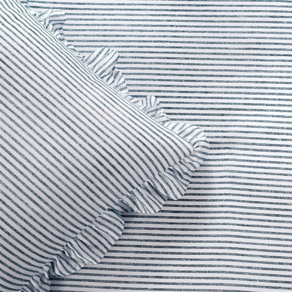 Ticking Stripe Bedspread Full 3 Piece Set Navy - Ruffle Bedding Set Full Bedspreads - Kids Bedding - Farmhouse &