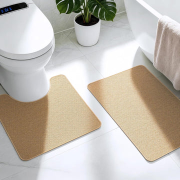 Bathroom Rugs Sets 2 Piece, Thin Bath Mat & U-Shaped Contour Toilet Rug Absorbent Quick Dry, Machine Washable, Non