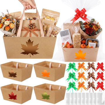 12 Pcs Maple Empty Gift Baskets Bulk, 9.8x6.5 Inch Kraft Basket