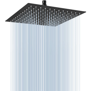 Square Rain Shower Head,High Pressure,Matte Black 10 Inch