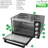 Kitchen 30 Quarts Kitchen Convection Oven - 1400 Watt Countertop, Rotisserie Roaster Grill, Top Rack, Dual Hot Plates