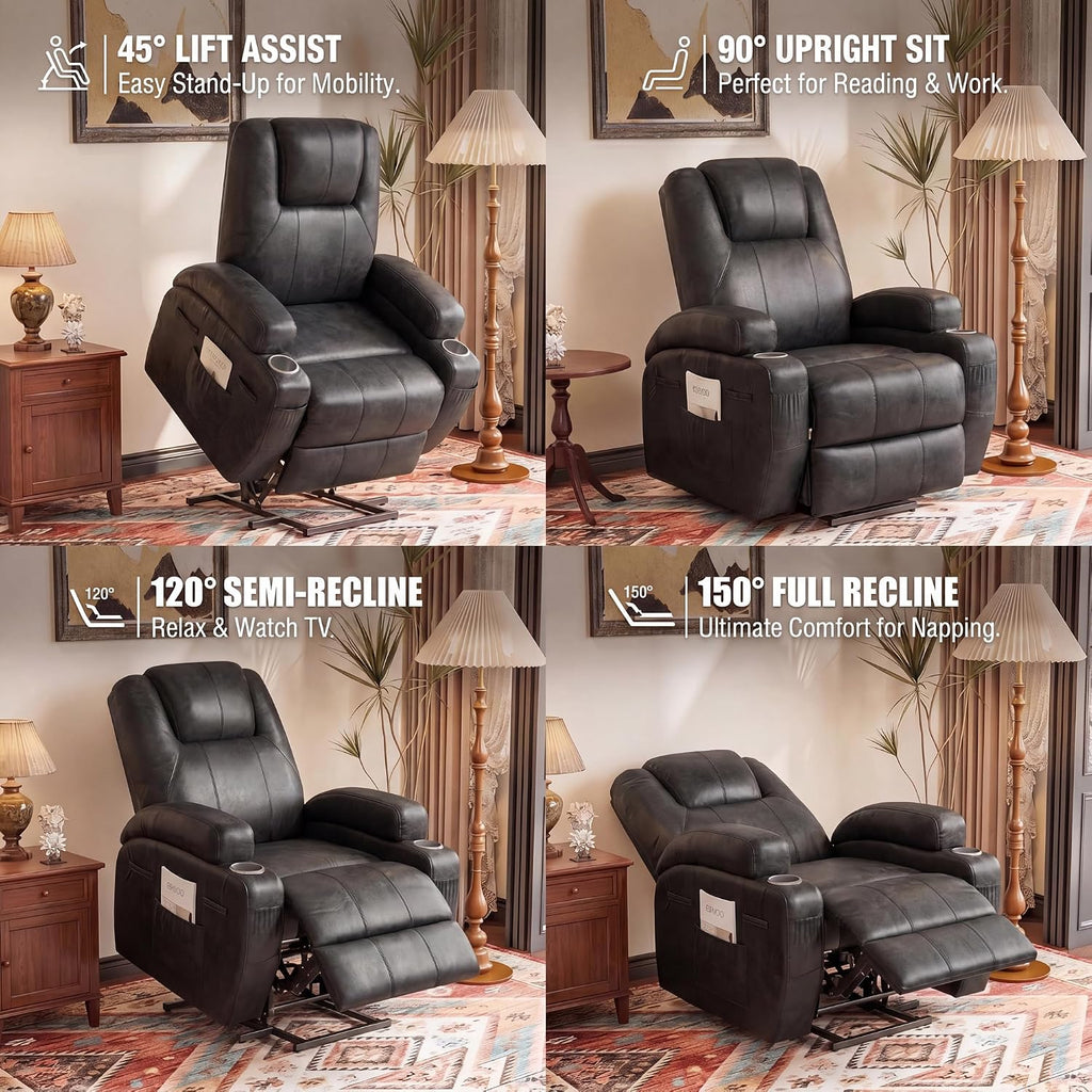 Power Lift Recliner Chair Electric Lift Recliner for Elderly Power Lift Recliner Chair with Cup Holders Side Pockets