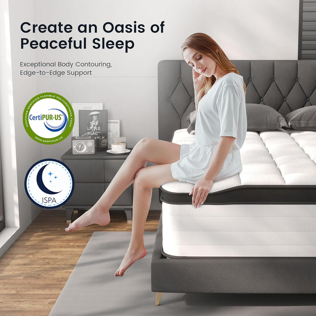 14 Inch California King Mattress, Medium Hybrid Pocket Spring | 14-inch medium firm cal king mattress for luxury