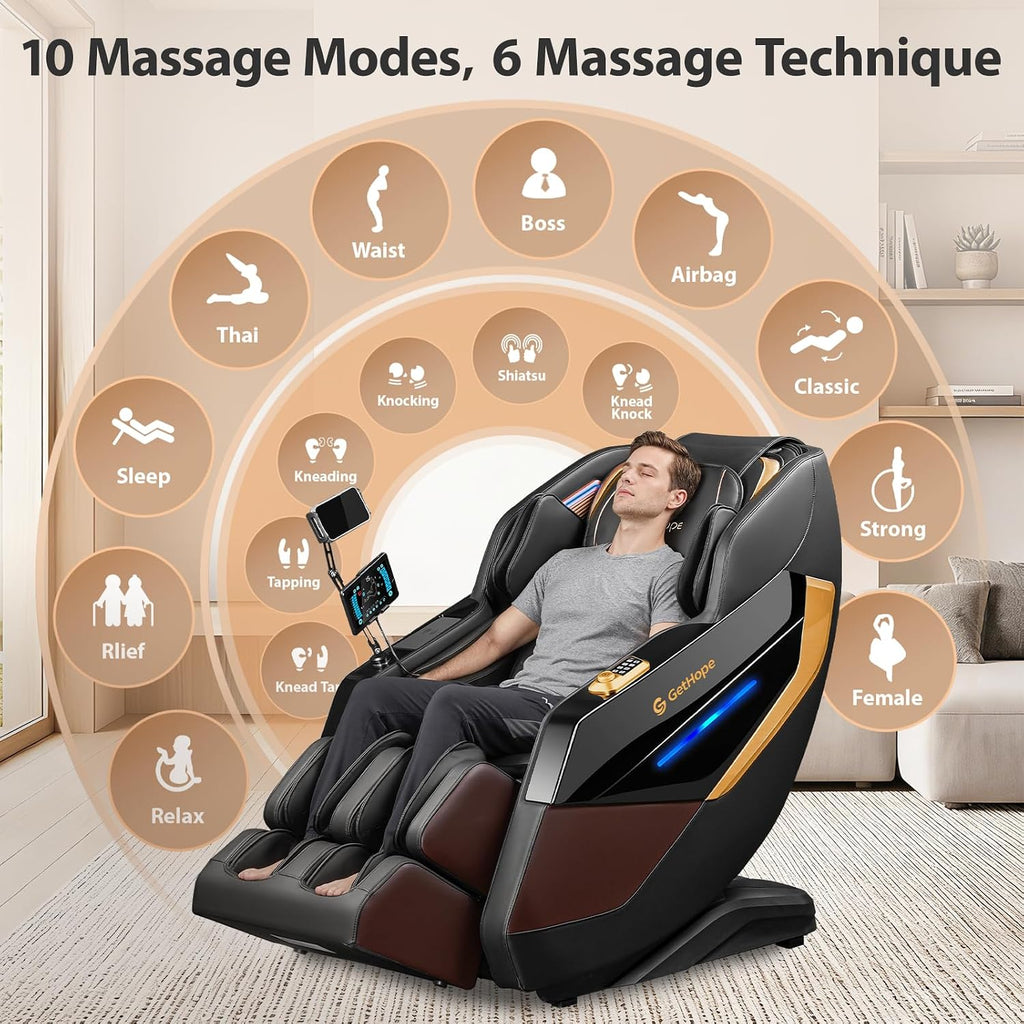 Massage Chair Full Body 4D Zero Gravity Massage Chair Recliner with 57.1" SL-Track Shiatsu Massage Lumbar Heat 40