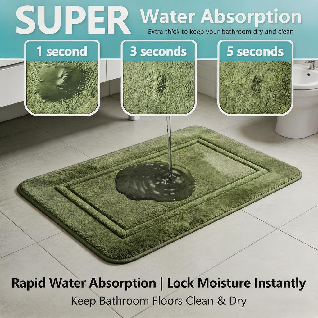 Bathroom Rugs Set Memory Foam Mats Non-Slip Bath Rug Set 3 Piece,Washable Bathroom Mats,Absorbent Shaggy Rug Super