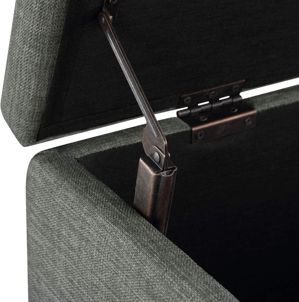 Upholstered Storage Ottoman Bench with Soft Close Lid, Child-Safety Hinge, 35.5"W x 16.5"D x 17"H, Charcoal Gray