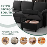 Convertible Sectional Couches, 3 Seat L Shaped Couch Sofa with Removable Pillows Soft Corduroy Fabric Small Couch Mid