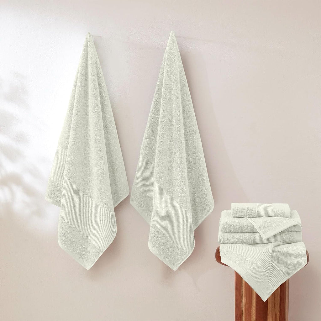 Air Cloud 6-Piece Towel Set - 100% Zero-Twist Cotton, 500 GSM, Quick Dry & Plush, Ivory