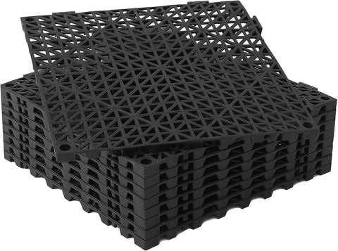 Modular Interlocking Cushion Drainage Floor Tiles, 9-Pack 11.8"x11.8" PVC Raised Non-Slip Interlocking Mats with Drain