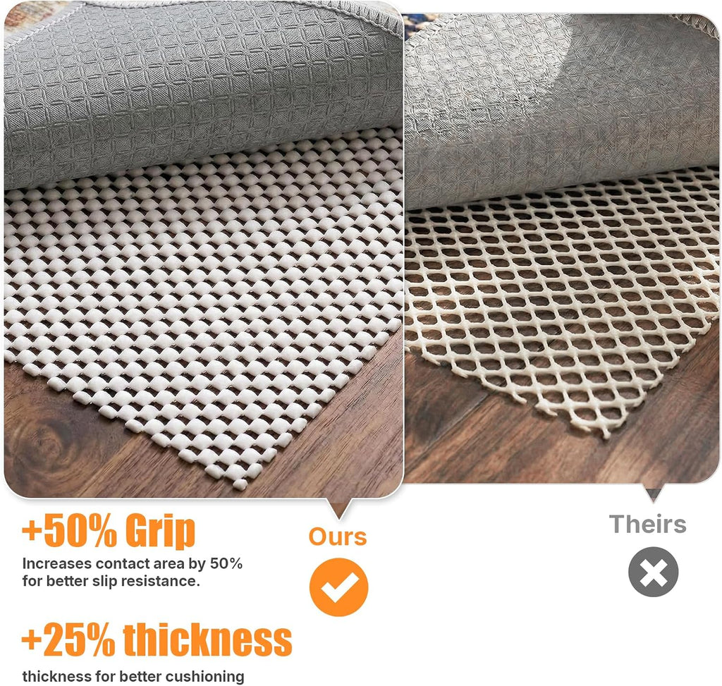 Non-Slip Rug Pad 5x7 Ft - 5'x7' PVC Anti-Slip Carpet Gripper Mat, 5 by 7 Feet Non Slip Pad for Area Rugs, Under Rug - Set of 35