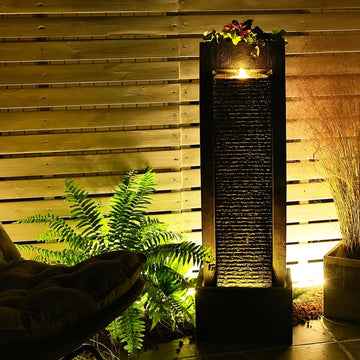 Garden Water Fountain - Outdoor Freestanding Fountains Modern Curves Indoor Waterfall Floor Standing Water Fountains