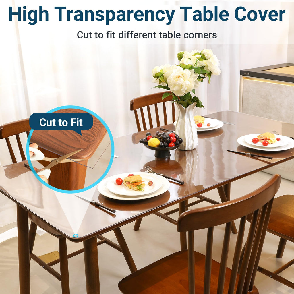 Clear Table Cover Protector 36 x 60 Inch, 1.5mm Plastic Desk Mat