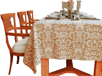 Table Cloth, Country Blue Chambray, 100% Cotton Hemstitch Border Embroidery Rectangular Table Cover, Size 52x70 Inch