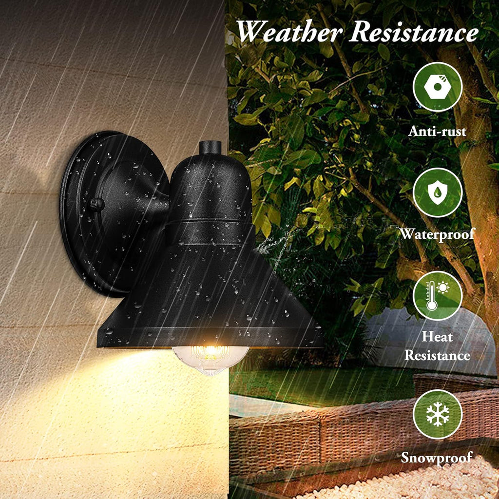 Outdoor Lanterns, 2-Pack Exterior Light Fixtures, Waterproof Anti-Rust Black Wall Mount Lights