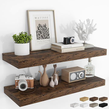 36Inch Floating Shelves for Wall 2 Pack Shelves |Kitchen|Bathroom Wall Mounted Rustic Wood Floating Shelf with