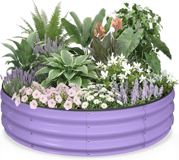 Round Raised Garden Bed, 4x4x1 FT Galvanized Steel Metal Garden Bed, Open-Bottom Design, 12-Inch Deep Outdoor Raised