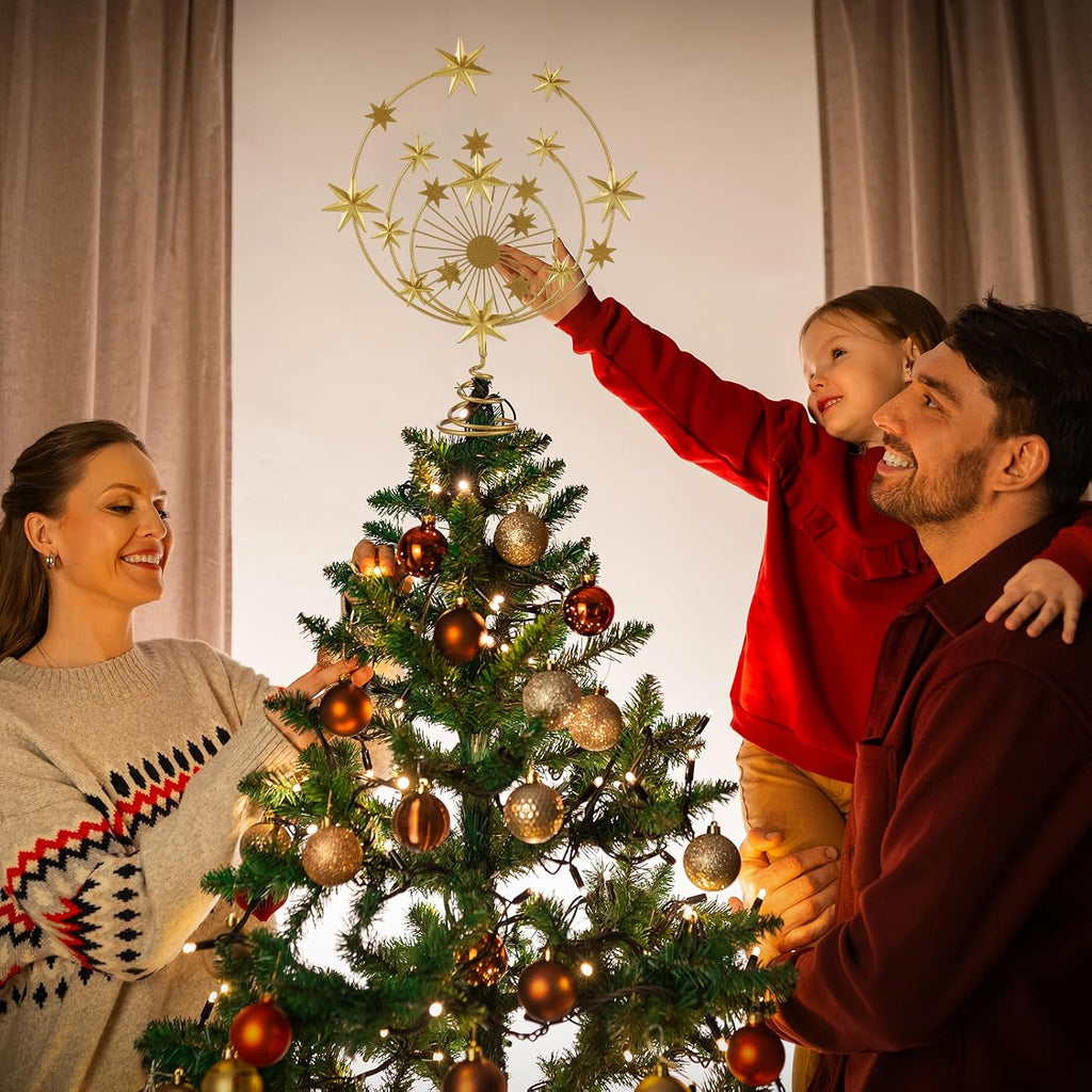 Celestial Gold Metal Tree Topper, 10 Inch Christmas Holiday Decor