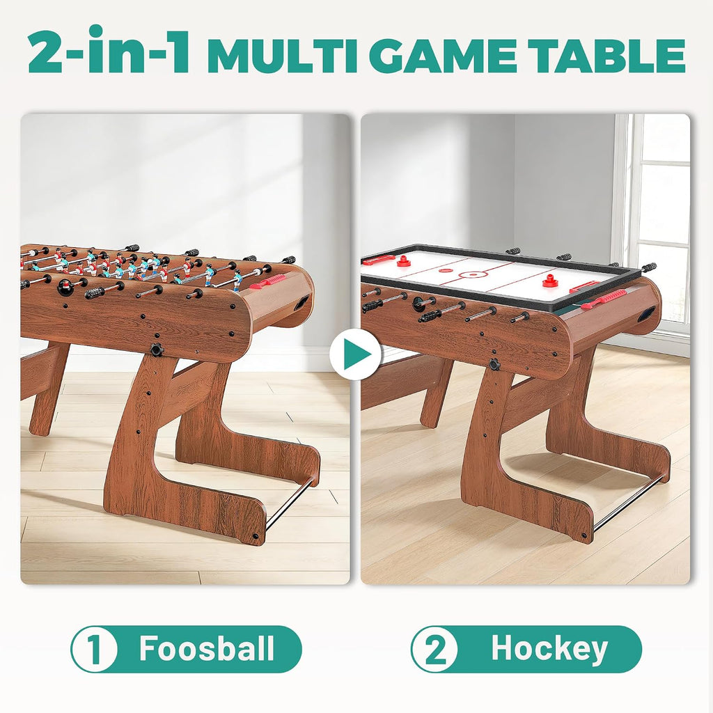 2-in-1 Multi Game Table, 53.5" Foosball Table, Air Hockey Table for Adult and Kids- Indoor Entertainment Center for Family Fun, Party