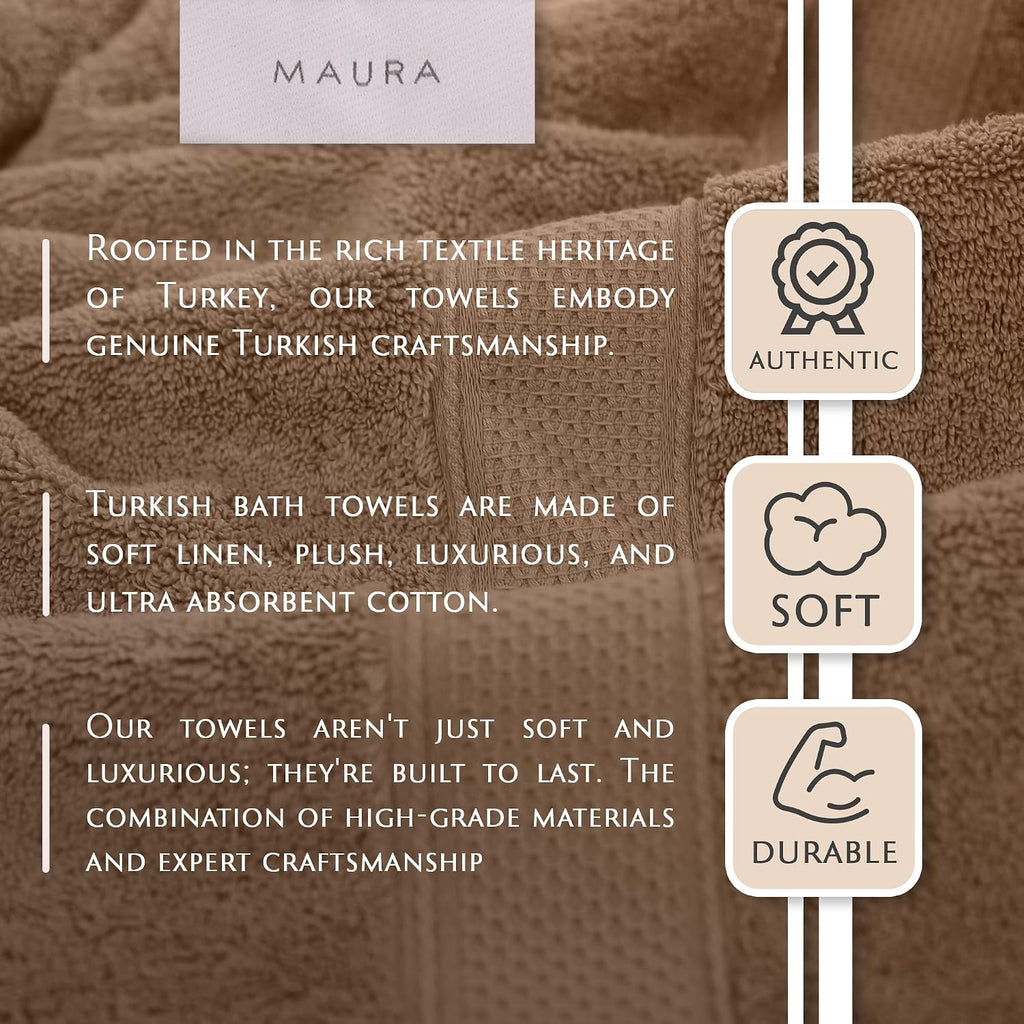 Exquisite 4-Piece Turkish Bath Towel Set: Ultra-Soft, Thick, and Plush Towels for a Premium Hotel Experience in