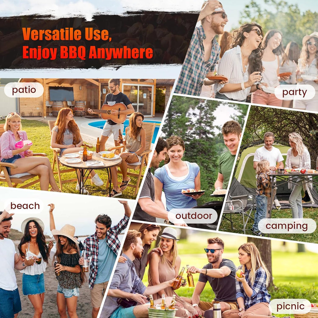 Barrel Charcoal Grill with Offset Smoker, Large Outdoor BBQ Smoker Grill Combo for Patio, Backyard, Camping, Picnic, and Parties