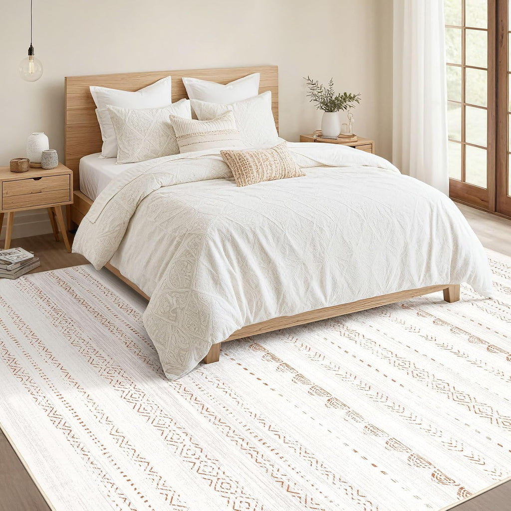 10x14 Area Rugs Living Room: Washable Boho Large Neutral Modern Soft Stain Resistant Farmhouse Indoo
