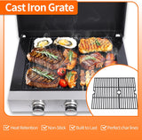 3-Burner Portable Tabletop Propane Gas Griddle with Stainless Steel Flat Top, Cast Iron Grates, 30,000 BTU Output for Camping, Tailgating, and Outdoor BBQ