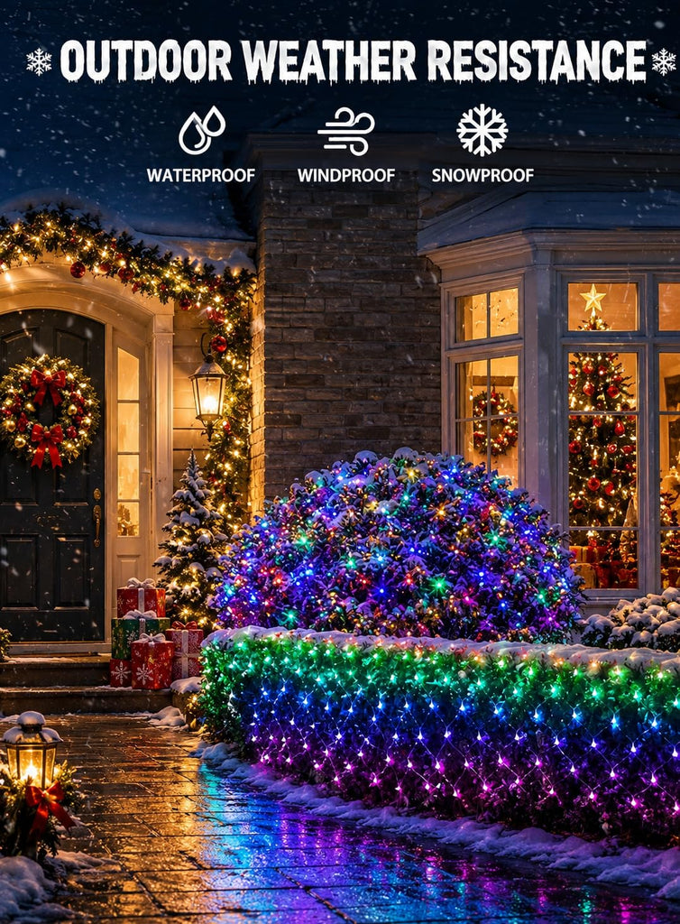 4ft*18ft Outdoor Smart Christmas Net Lights for Mesh, Group Control