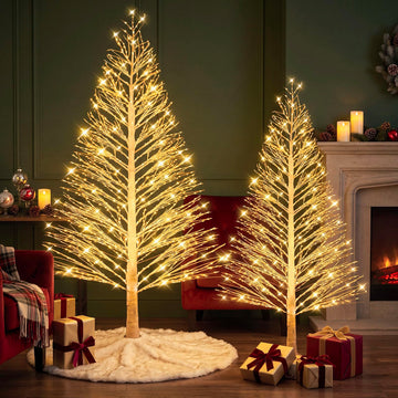 2 Pack 4ft/6ft-600led/1100led Christmas Lighted Birch Tree