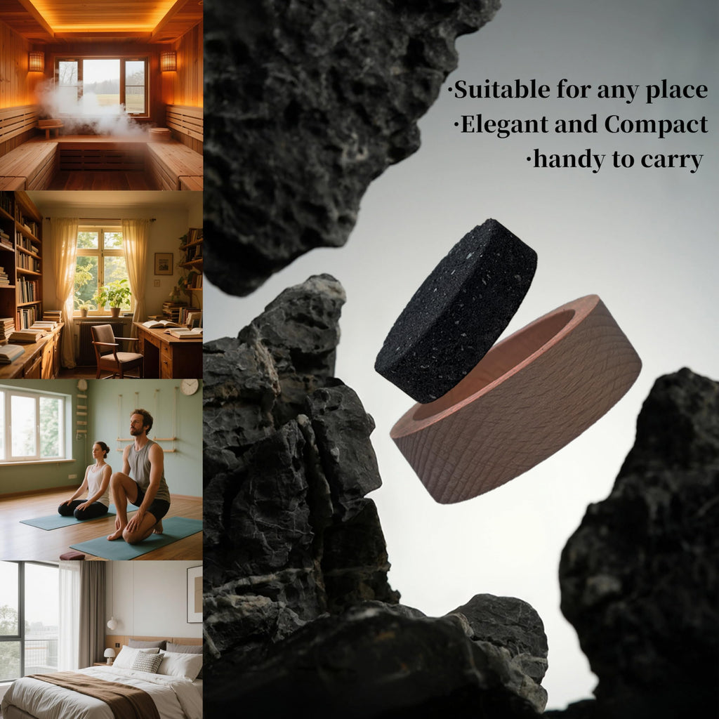 Passive Diffuser Lava Rock Natural Set Essential Oil Aromatherapy Stone, Car & Gifts - Compact Wood Bas (2)