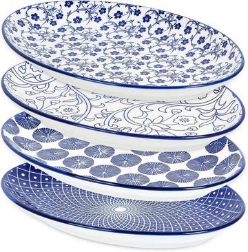 Serving Platters Ceramic, 12 Inch Serving Dishes for Party Entertaining, Oval Serving Plates for Sandwich, Appetizer