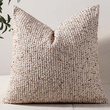 26x26 Beige Euro Sham Pillow Cover Striped Textured Boucle Chic Morden Boho Accent Farmhouse Square Decorative Couch