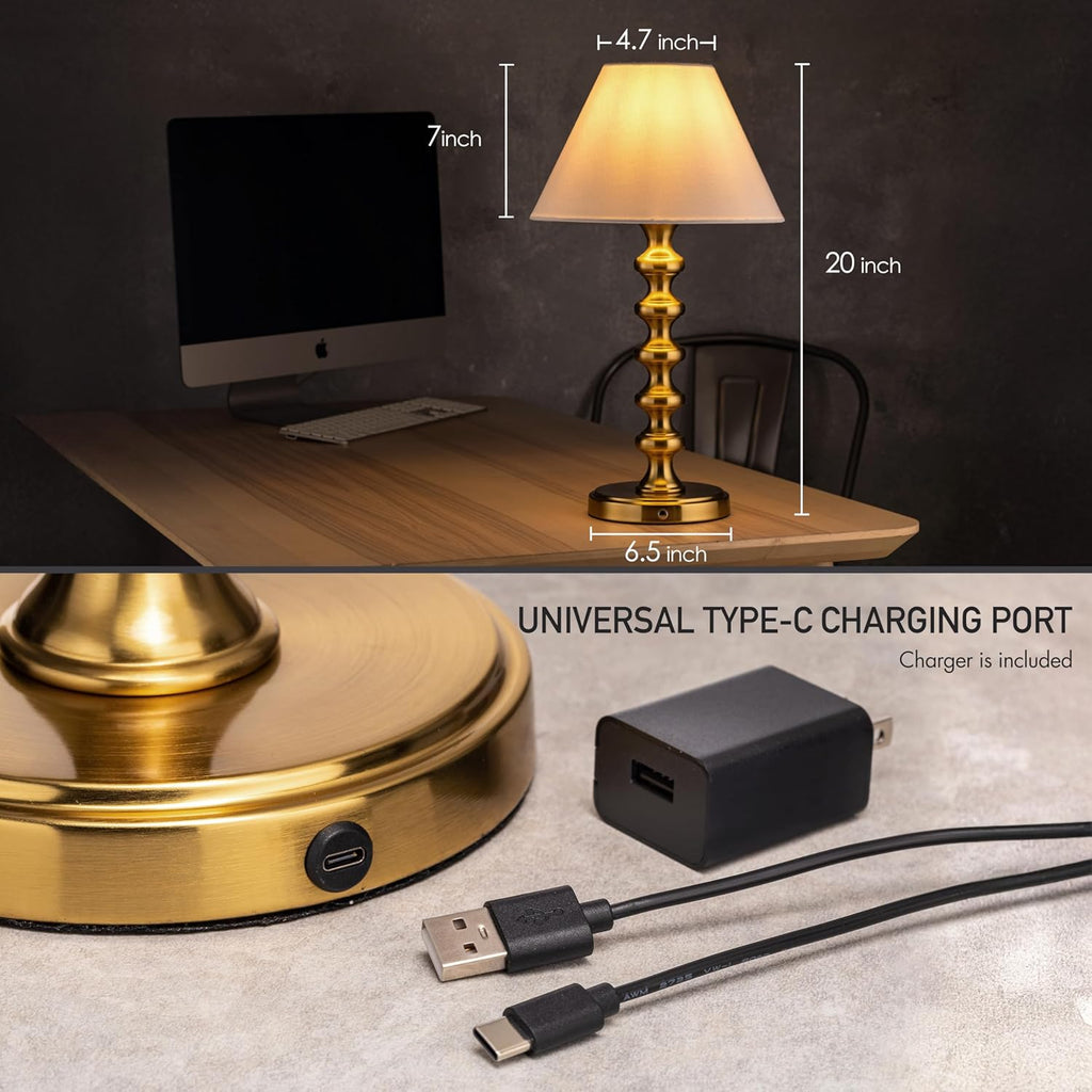 Ember Rechargeable Table Lamp (Antique Brass_Baluster)