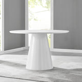 Palma White High Gloss Round Dining Table - Modern Pedestal Base - Contemporary 4 - 6 Seater Kitchen or Dining Room