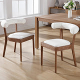 Kmax Dining Room Chairs Mid-Century Modern Sherpa Kitchen Chairs with Natural Walnut Finished Frame, Fur Curved Back