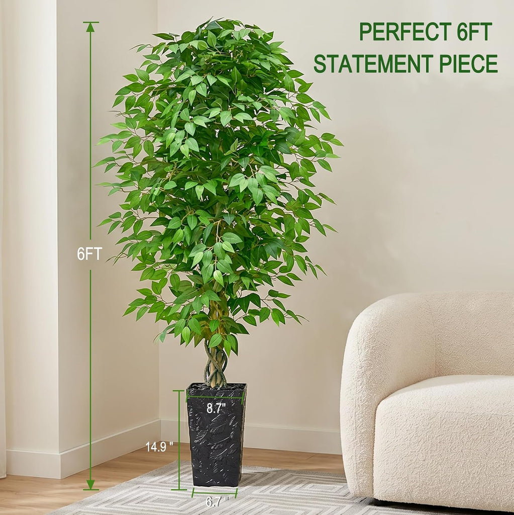 6FT Artificial Ficus Tree, Tall Fake Tree