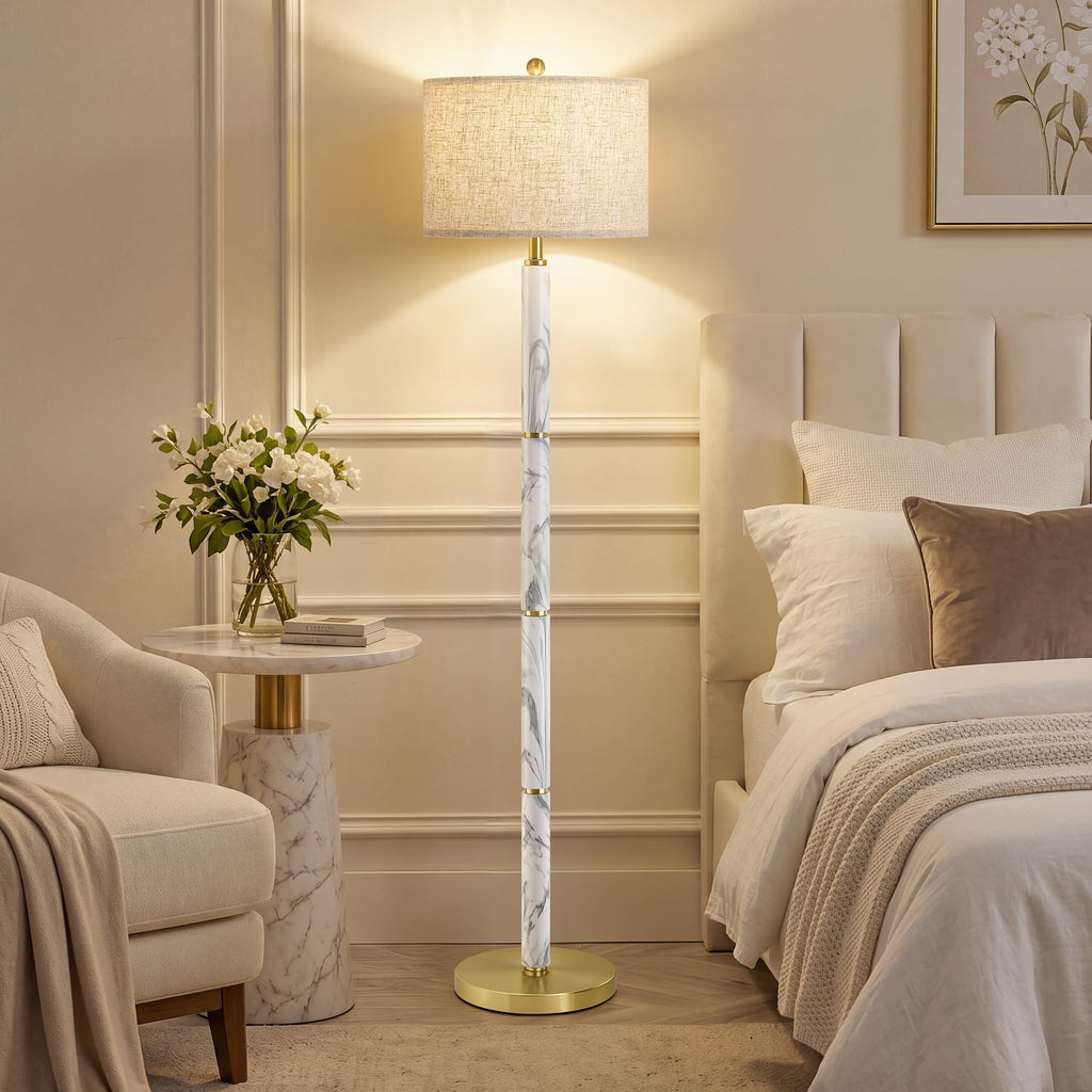 Floor Lamps, 63" Modern White Marble Pattern Standing Lamp